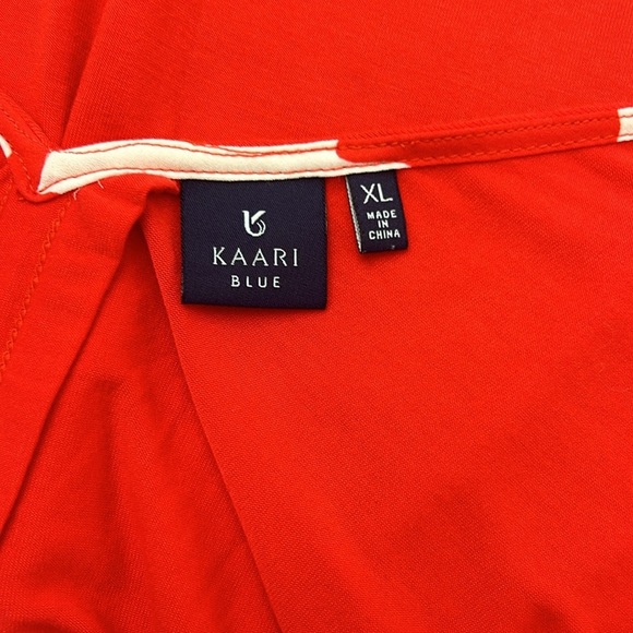 Kaari Blue floral mixed media XL split sleeve blouse - Picture 4 of 8